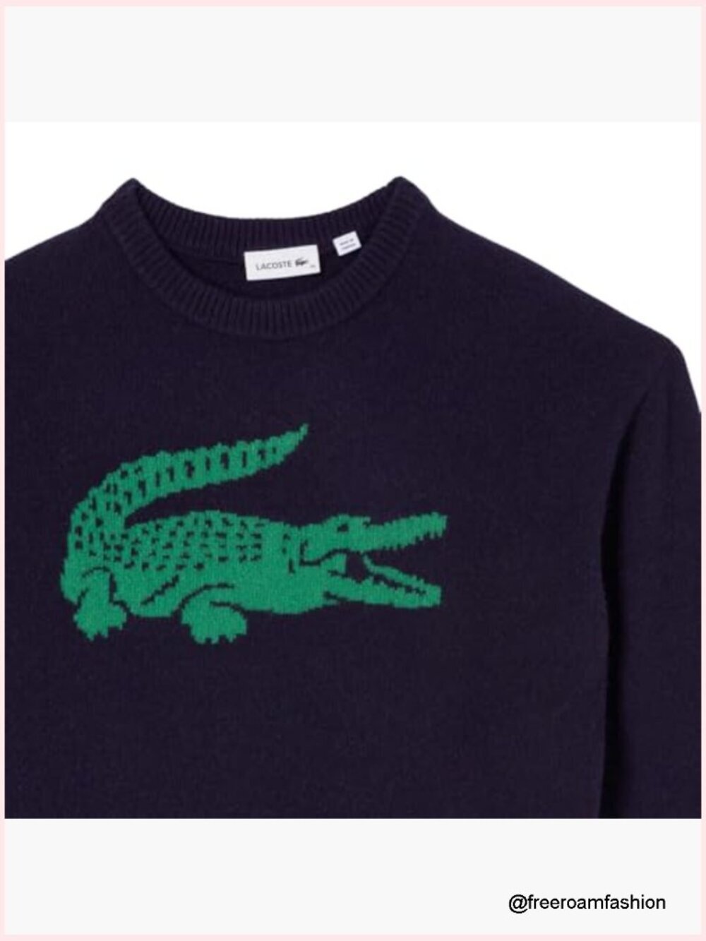 Cashmere Blend Crewneck Pullover Sweater with Crocodile Design - Picture 6 of 6